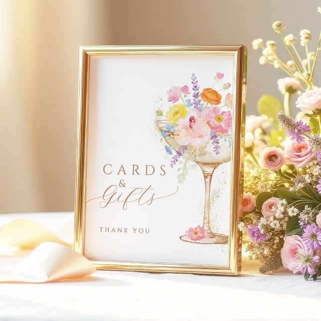 Póster Colorful Petals Prosecco Cards & Gifts Table Sign (Subido por el creador)