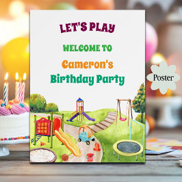 Póster Colorful Playground Birthday Party Welcome