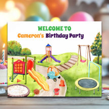 Colorful Playground Birthday Party Welcome
