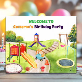 Póster Colorful Playground Birthday Party Welcome