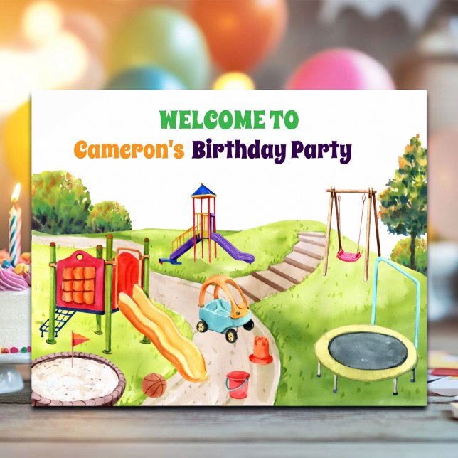 Póster Colorful Playground Birthday Party Welcome (Subido por el creador)