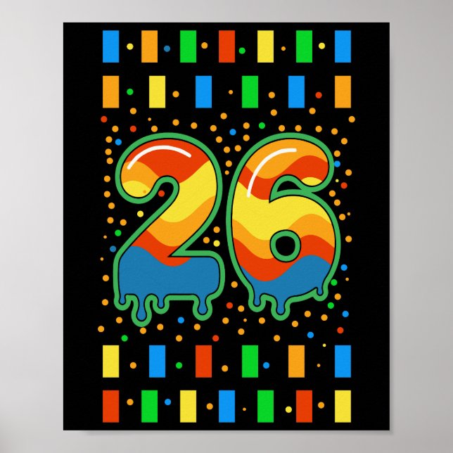 Póster Colorful Rainbow Drip Number 26  (Frente)