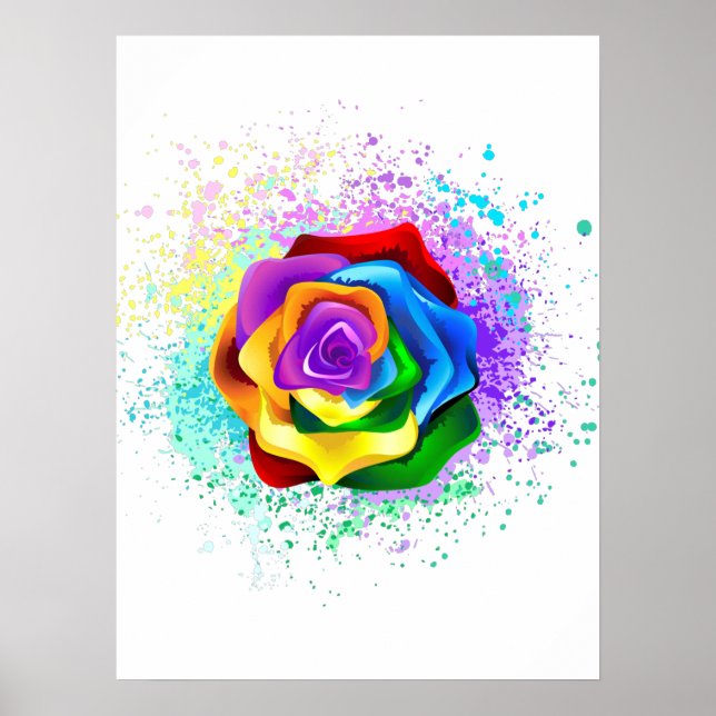 Póster Colorful Rainbow Rose (Frente)