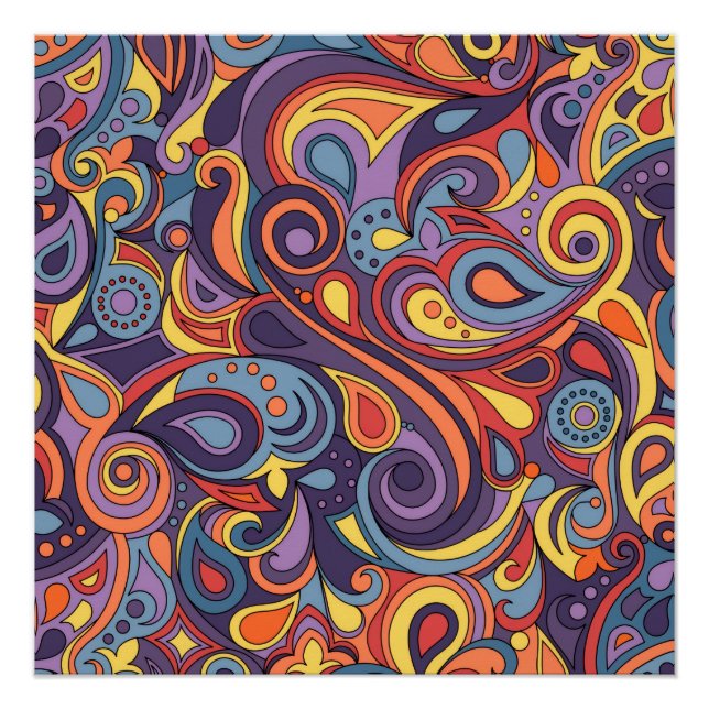 Póster Colorful Retro Doodle Abstract (Anverso)