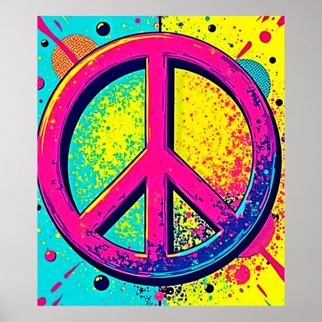 Póster Colorful Retro Peace Sign (Frente)