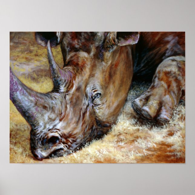 Póster Colorful Rhinoceros Photo Printed (Frente)