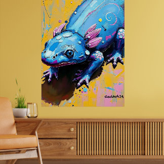 Póster Colorful Salamander Wall Art – Endangered Amphibia