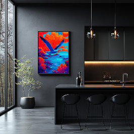 Póster Colorful Seagull Flight Over Vibrant Coast