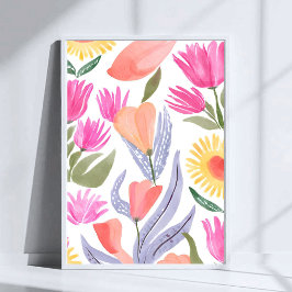Póster Colorful Watercolor Wildflowers | Hand Painted