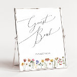 Póster Colorful Wildflower | Meadow Guest Book Sign<br><div class="desc">This colorful wildflower | meadow guest book sign is perfect for your simple, whimsical boho rainbow summer wedding. The bright, enchanted pink, yellow, orange, and gold color florals give this product the feel of a minimalist elegant vintage hippie spring garden. The modern design is artsy and delicate, portraying a classic...</div>