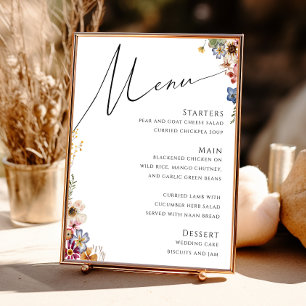Póster Colorful Wildflower   Wedding Menu Sign