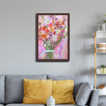 Póster Colorida acuarela Bouquet Daisies Art<br><div class="desc">¡Mira este dulce arte mural hecho a mano por ti! No dudes en añadir tu propio texto o cambiar los colores. ¡Visita mi tienda para más!</div>