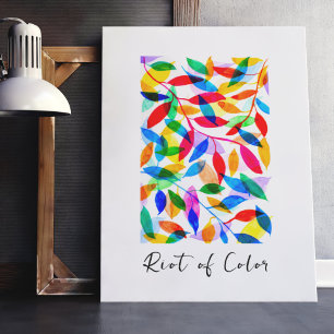 Póster Colorida acuarela caída deja Personalizado