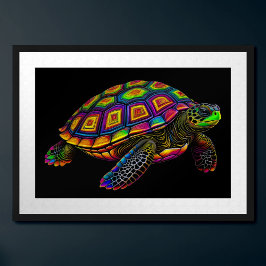 Póster Colorida alca dibujando tortuga marina II