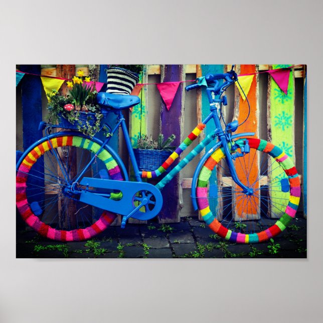 Póster Colorida diversión en bicicleta (Frente)