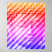 Colorida estatua de Buda Face formada por líneas