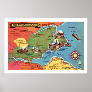 Póster Colorida Fife Scotland Vintage Print