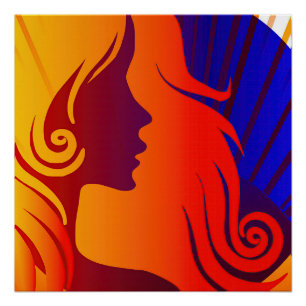 Póster Colorida hippie BOHO Mujer