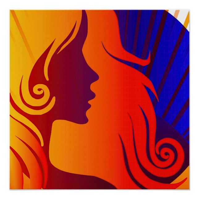Póster Colorida hippie BOHO Mujer (Anverso)