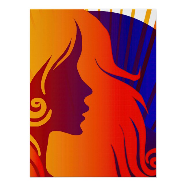 Póster Colorida hippie BOHO Mujer (Anverso)