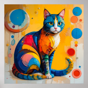 Póster Colorida ilustración abstracta de gato