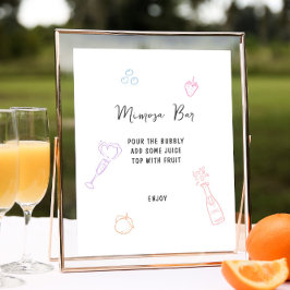 Póster Colorida Mano Pastel Dibujada Mimosa Bar