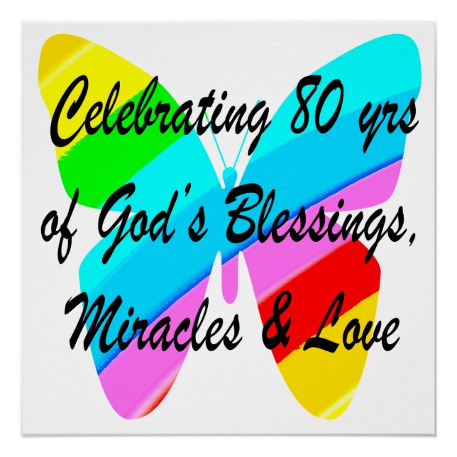 PÓSTER COLORIDA MARIPOSA 80º CUMPLEAÑOS (Anverso)