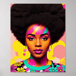 Póster Colorida Mujer Negra Afro Pop Art
