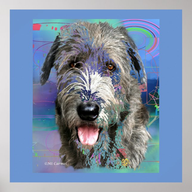 Póster Colorida obra de Wolfhound irlandesa (Frente)