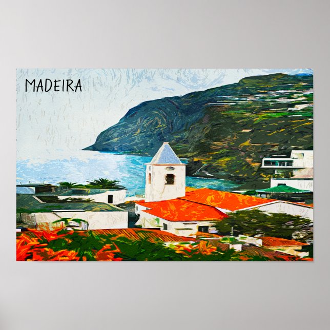 Póster Colorida pintura al óleo de Madeira Funchal (Frente)