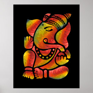 Póster Colorida pintura de Ganesha