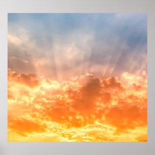 Póster Colorida puesta de sol: ardiente crepúsculo.