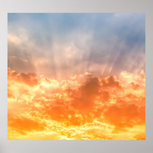 Póster Colorida puesta de sol: ardiente crepúsculo.