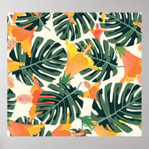 Póster Colorida textil tropical exótica