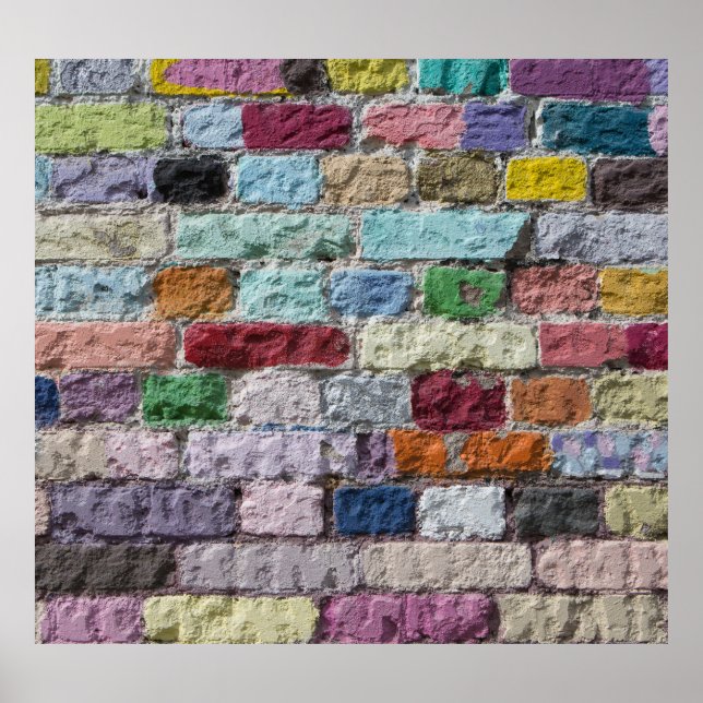 Póster Colorida textura de pared de ladrillo pintado (Frente)