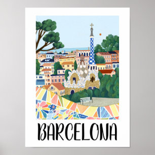 Póster Colorida vista de Barcelona España