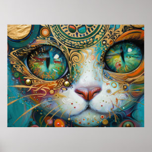 Póster Colorida y brillante imagen de pared de la cara de