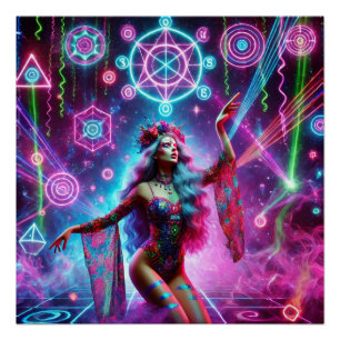 Póster Colorida y vibrante diosa del baile cósmico