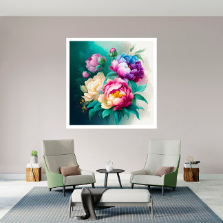 Póster Coloridas acuarelas bellas flores 3 poster