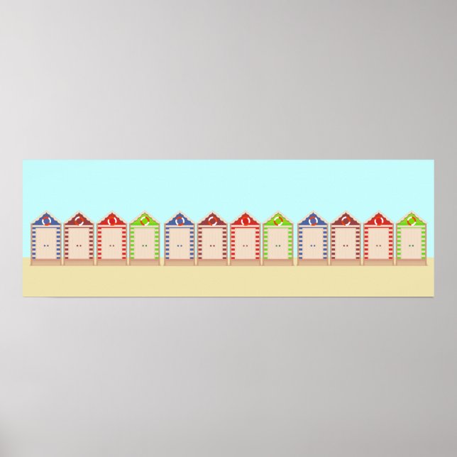 Póster Coloridas cabañas de playa (Frente)