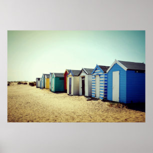 Póster Coloridas Cabañas De Playa Al Sol