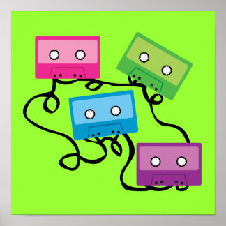 Póster Coloridas cintas de cassette