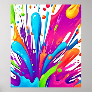 Póster Coloridas Esquirlas de pintura líquida