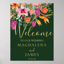 Coloridas flores tropicales rosas y Naranjas bienv