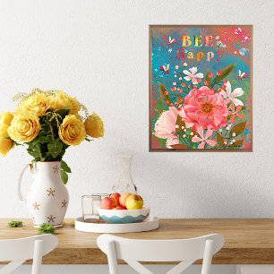 Póster Coloridas florines rosados Inspiradores