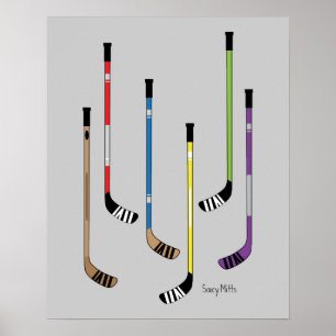 Póster Coloridas garrapatas de hockey
