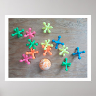 Póster Coloridas jacks de juguetes y Poster de bolas