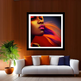 Póster Coloridas mujeres africanas fantasías naranjas mor