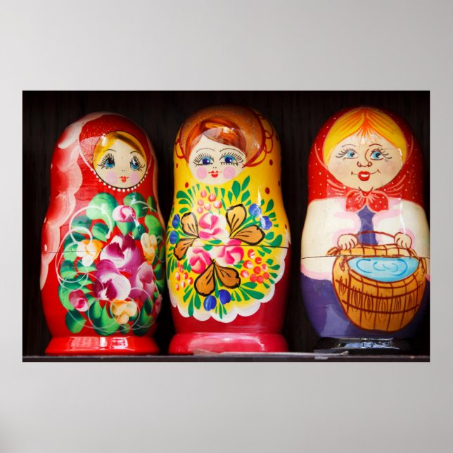 Póster Coloridas muñecas Matryoshka (Frente)