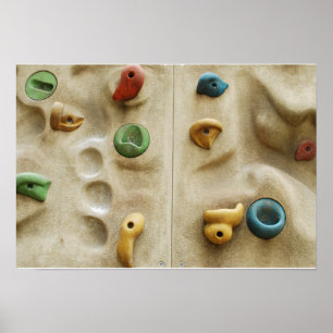 Póster Coloridas piedras en el muro de escalada